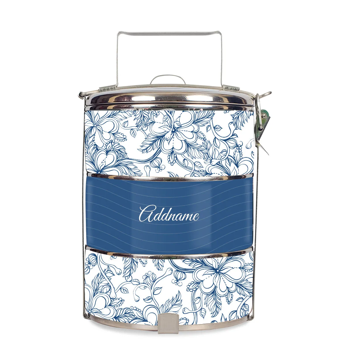 Floral Artline Series 3-Tier Standard Medium 14cm Tiffin Carrier [FREE Custom Add Name]