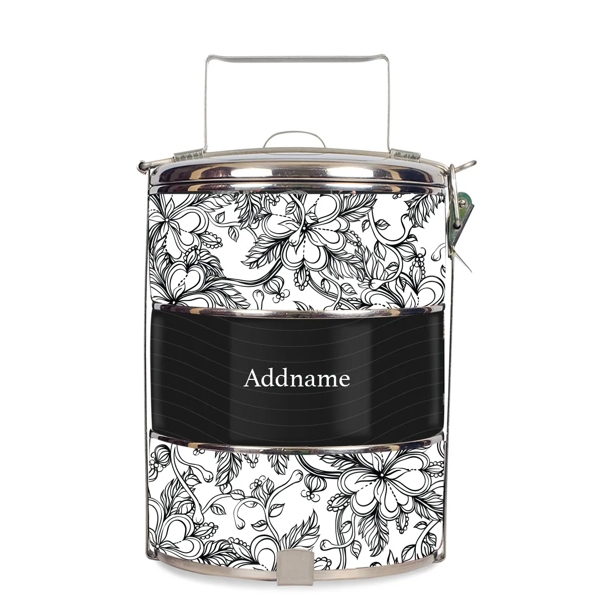 Floral Artline Series 3-Tier Standard Medium 14cm Tiffin Carrier [FREE Custom Add Name]