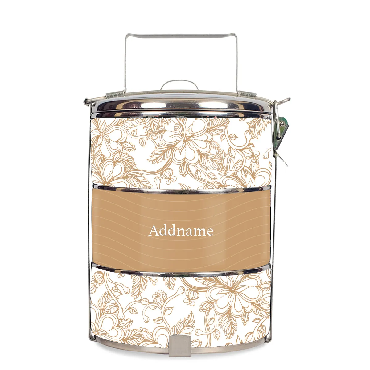 Floral Artline Series 3-Tier Standard Medium 14cm Tiffin Carrier [FREE Custom Add Name]