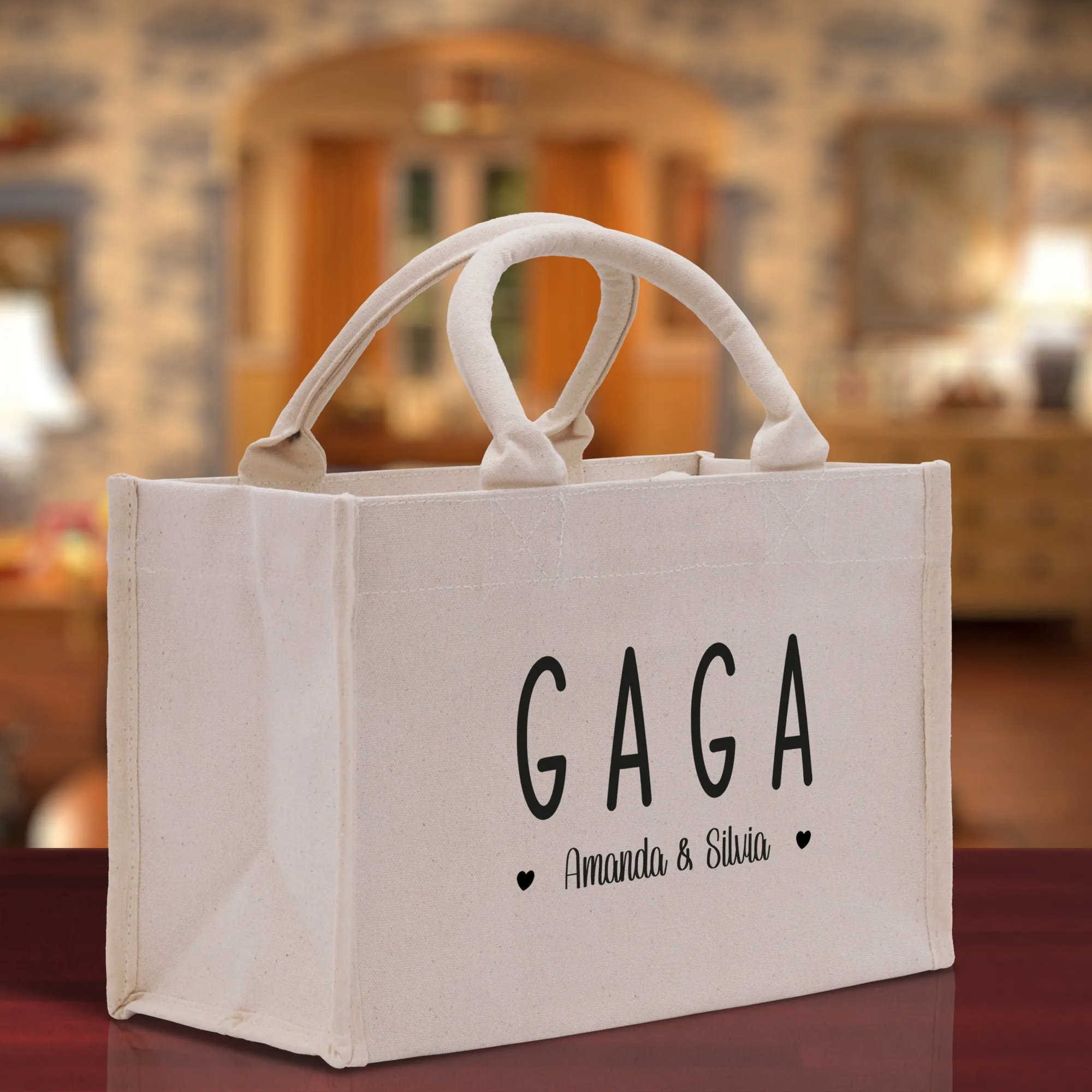 Gaga Grandchild Kids Names Custom Grandma Tote Bag Grandma's Getaway Bag Gigi Bag Personalized Grandma Gift Bag Shopping Bag Mother Day Gift