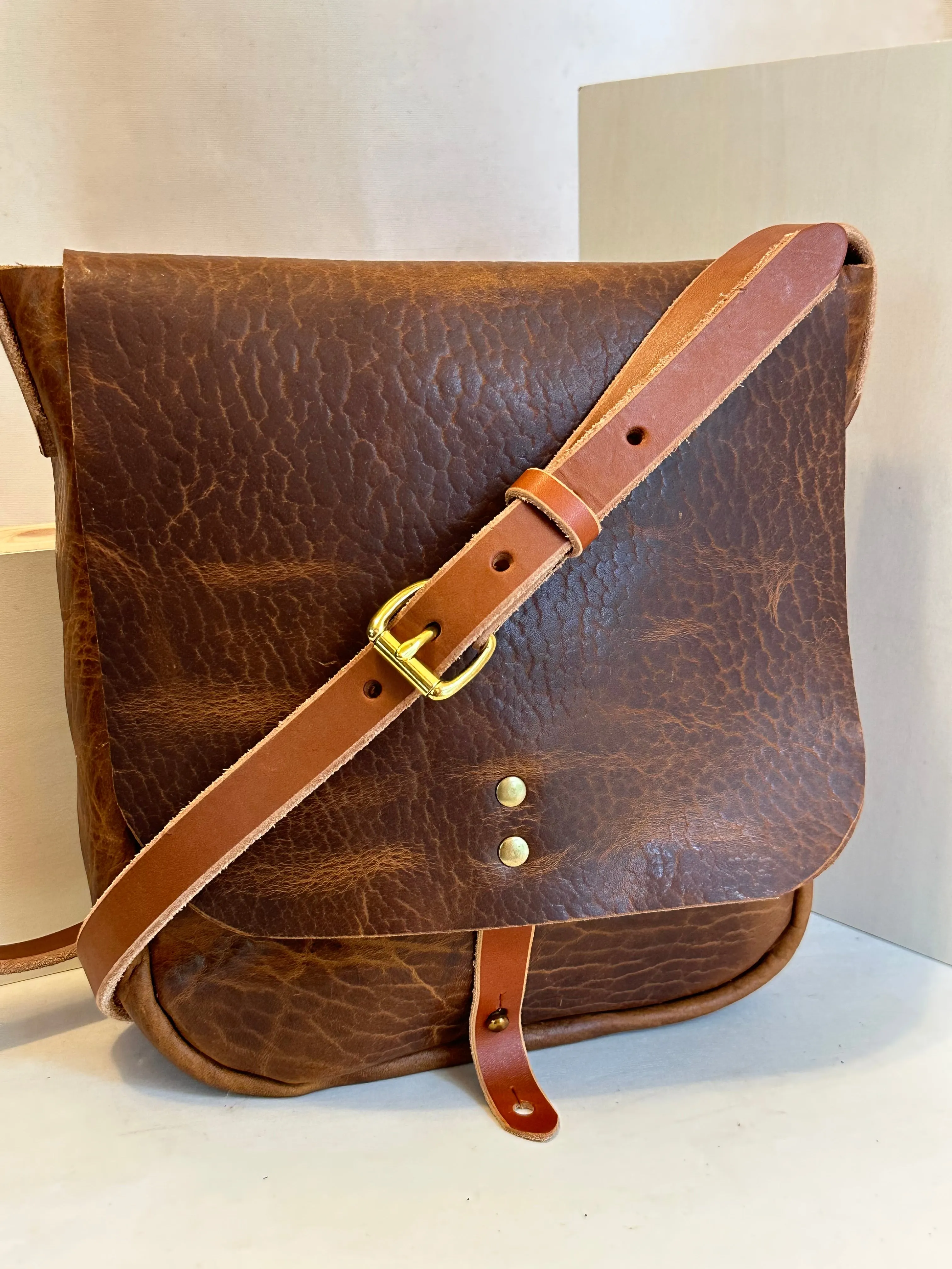 Glazed Bison Explorer Large Crossbody Leather Bag