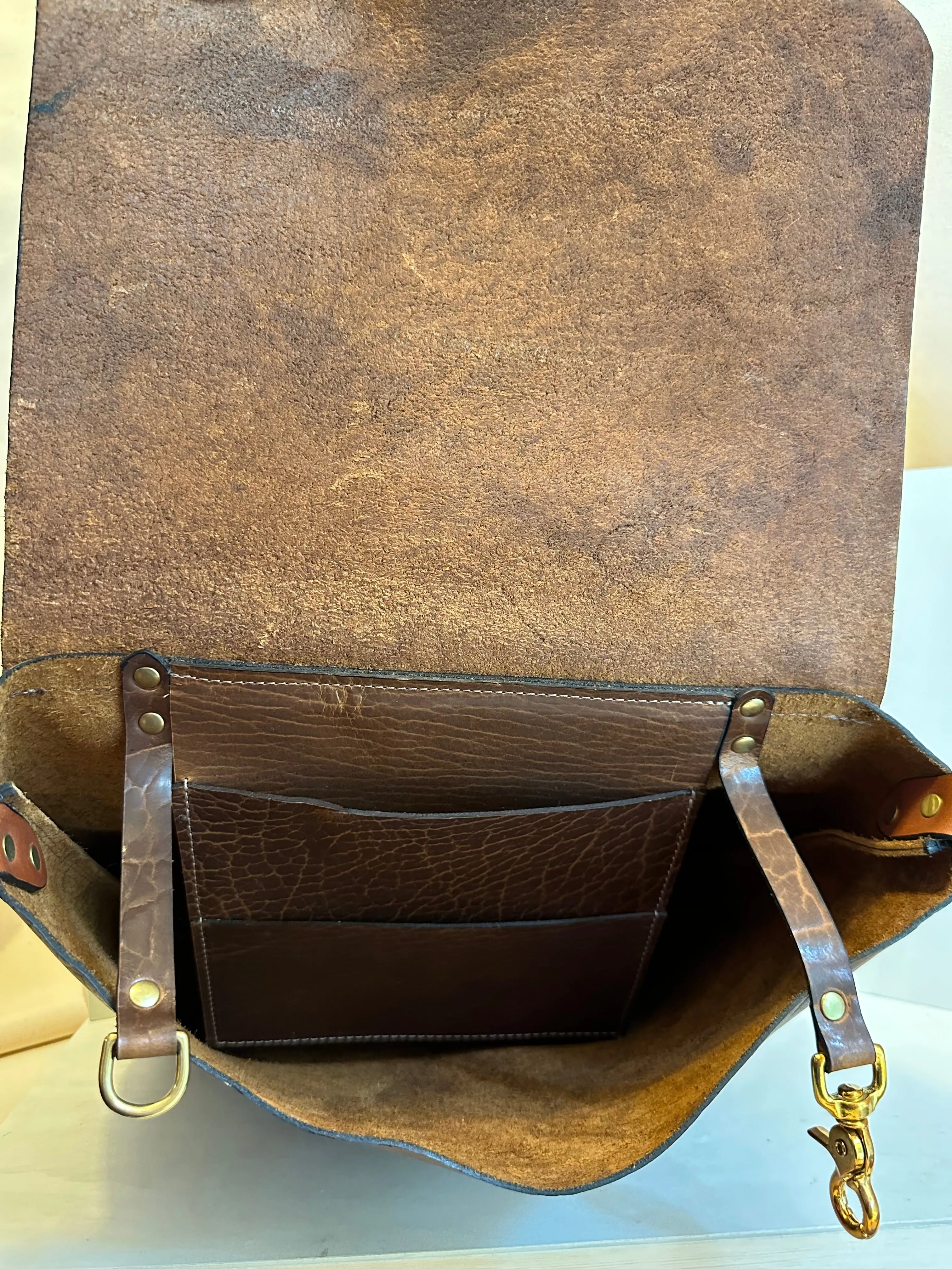 Glazed Bison Explorer Large Crossbody Leather Bag