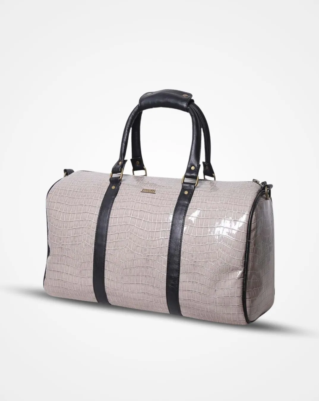 Grey Croc Print and Black Duffel / Luggage Bag