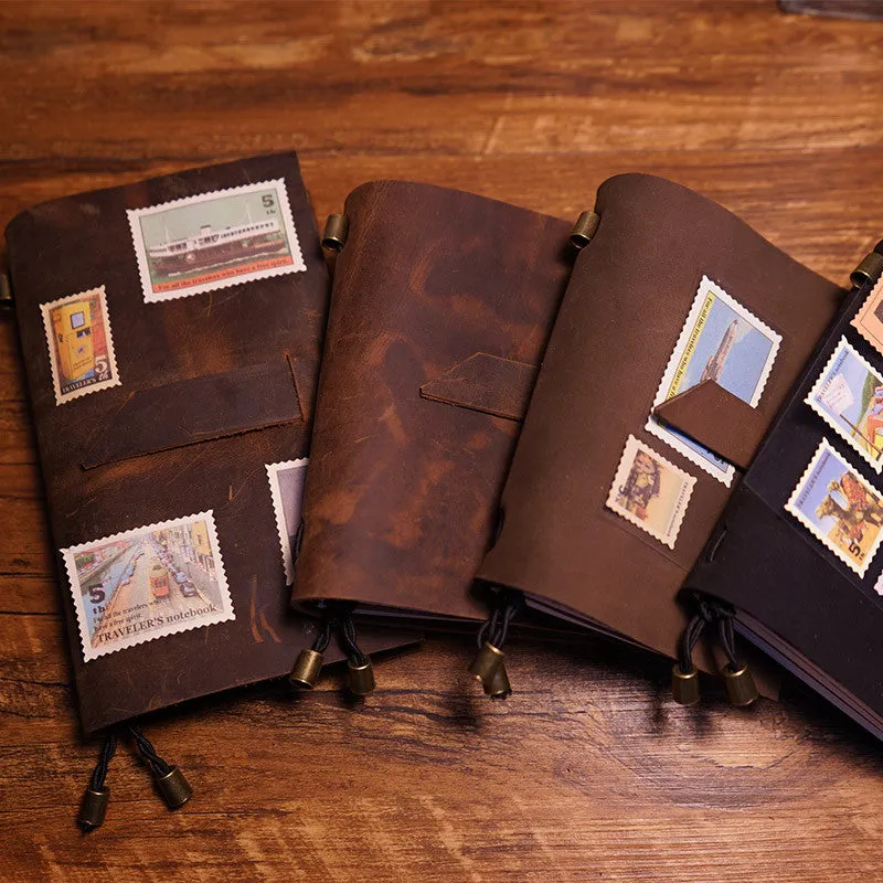 Handmade genuine leather travel case journal vintage notebooks