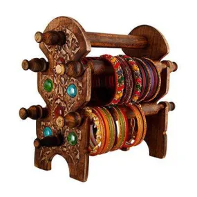 Handmade Wooden Bangle Holder Stand | Bangle Organizer-12"x 3.5"x 12"