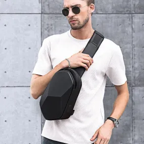 Hard Shell Sling Bag Crossbody Bag Travel Bag Waterproof Short Trip Chest Bag Pack for Men