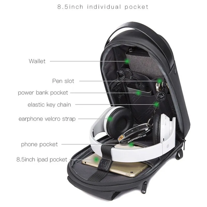 Hard Shell Sling Crossbody Bag TPU Waterproof Travel Bag Messenger Backpack Chest Bag for Women Men