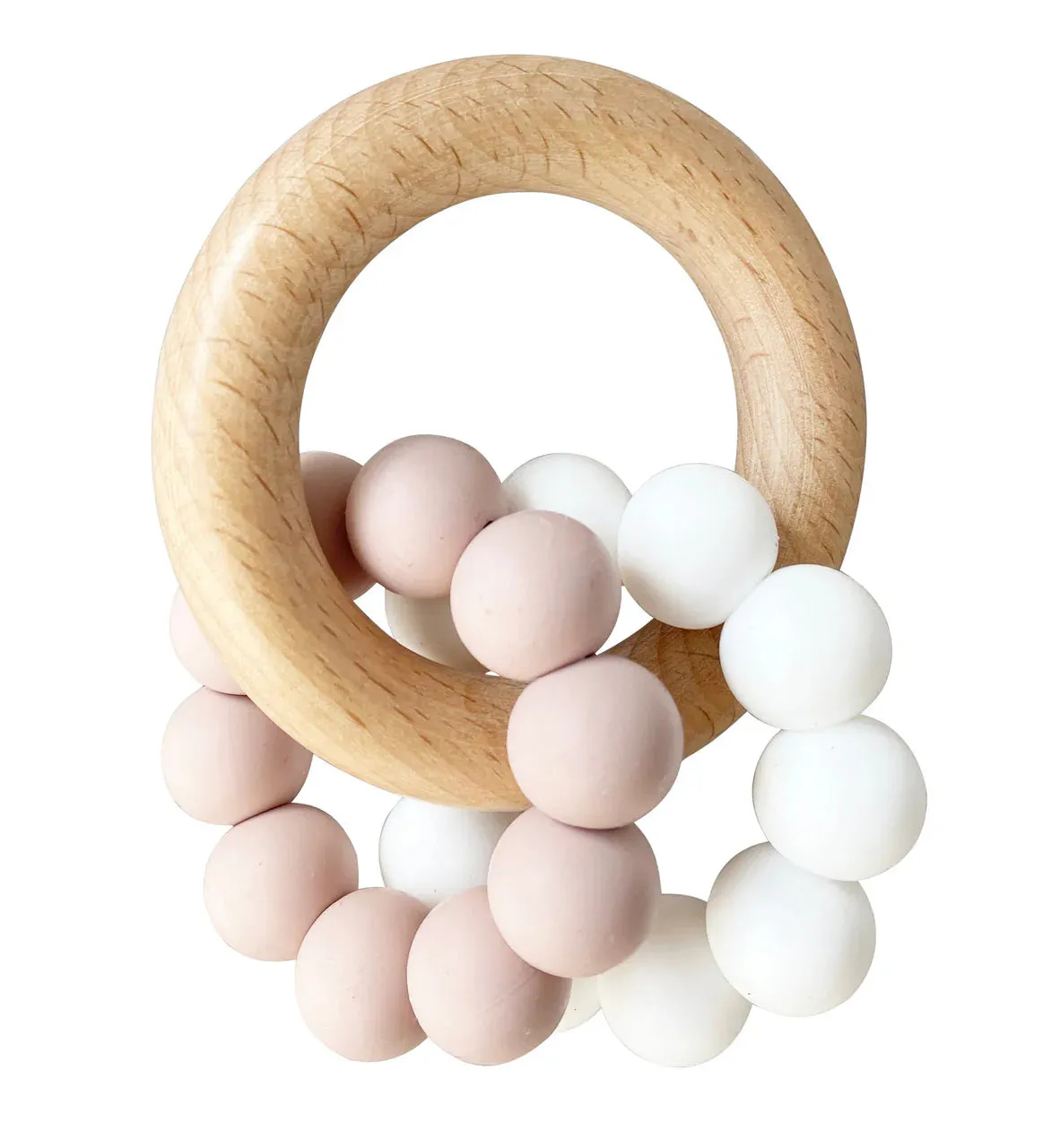 Heritage Petal Knit Baby Blanket & Bonus Beechwood Double Teether Ring Bundle