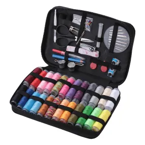 Homestic Multifunctional Sewing Kit Set of 97|Silai Machine Tools with Cotton & Polyester Thread|Steel Secissors & Needles (Black)