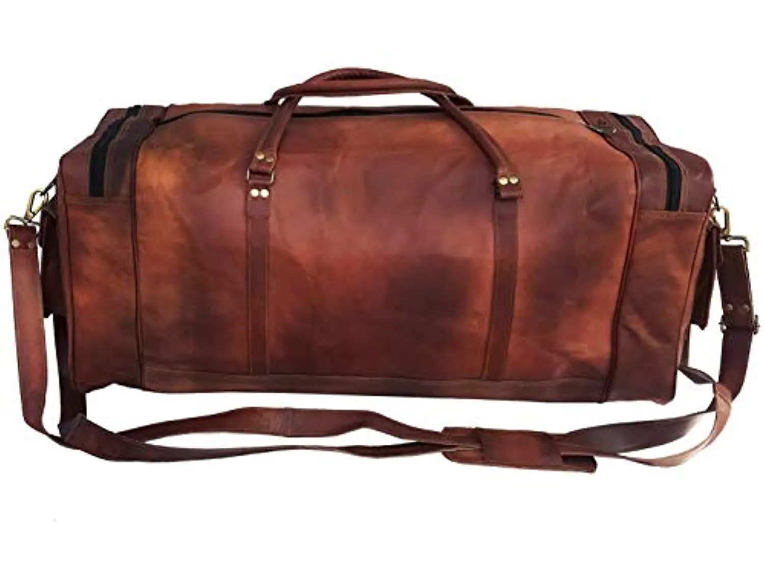 KK's 30 Inch Real Goat Leather Large Handmade Travel Luggage Bags in Square Big bag Carry On