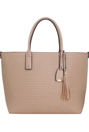 Large shoulder tote bag - Beige