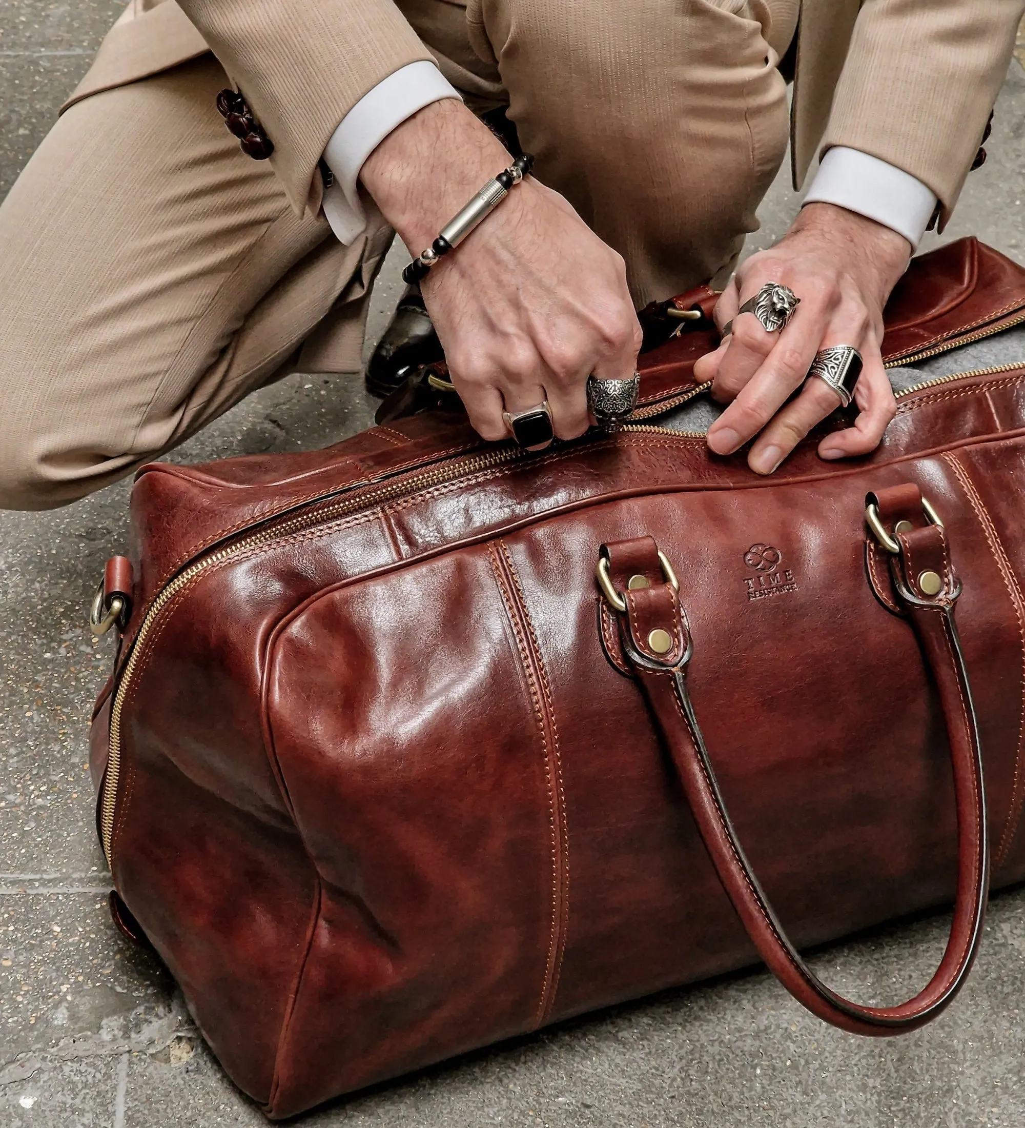 Leather Duffel Bag Weekender Bag - The Count of Monte Cristo