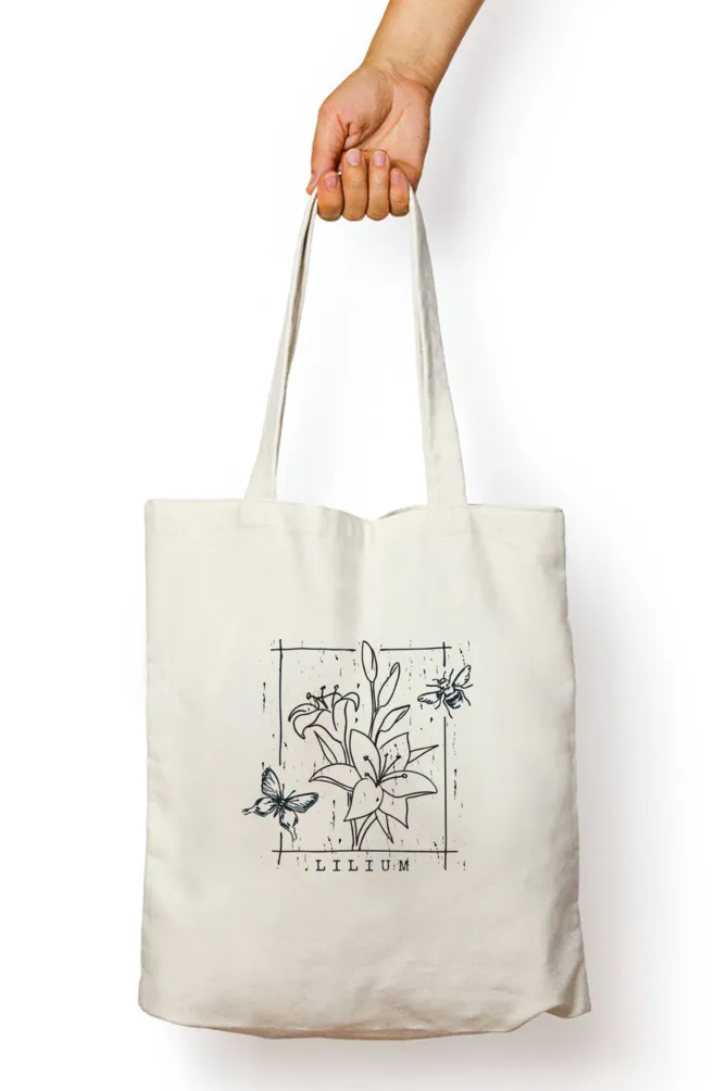 Lily Flowers Zipper Tote Bag