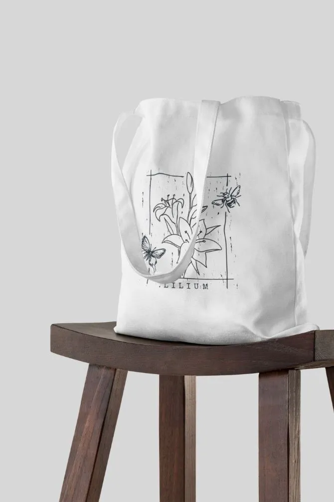 Lily Flowers Zipper Tote Bag