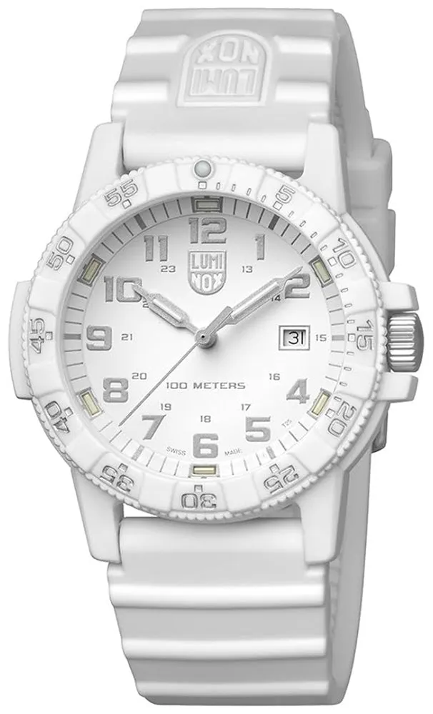 Luminox Leatherback SEA Turtle Giant White Fiberglass Compound White Dial White Rubber Strap Date Quartz Mens Watch XS.0327.WO