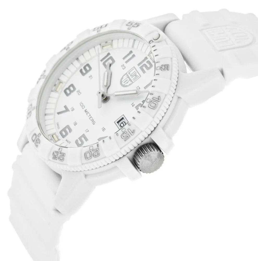 Luminox Leatherback SEA Turtle Giant White Fiberglass Compound White Dial White Rubber Strap Date Quartz Mens Watch XS.0327.WO