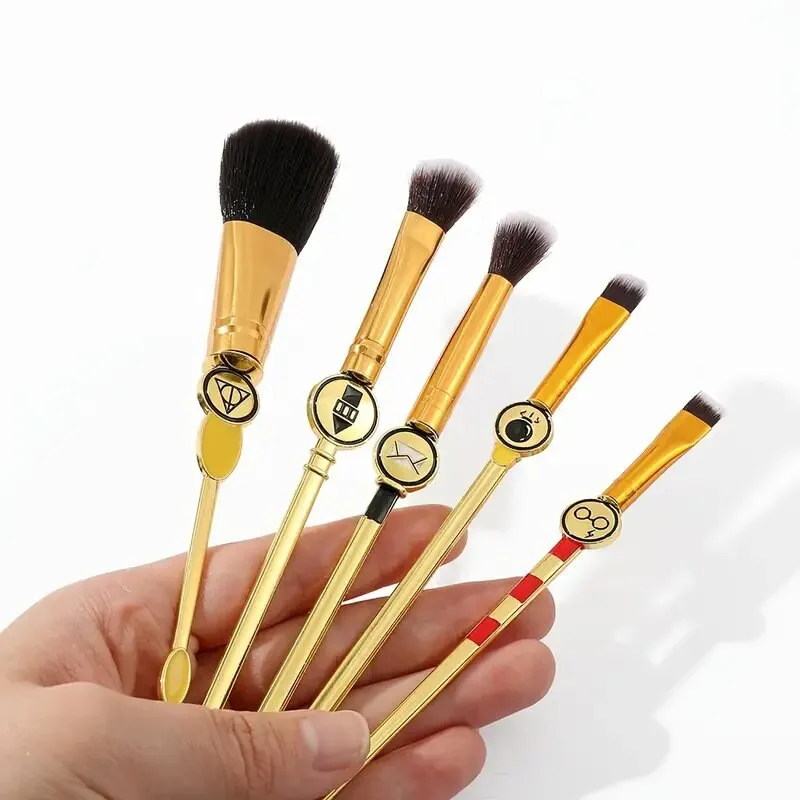 Makeup Brushes Set 5pcs Cosmetic Makeup Brush Set Professional Tool Kit Set Golden Drawstring Bag Included