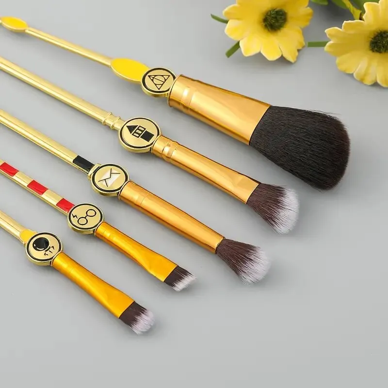 Makeup Brushes Set 5pcs Cosmetic Makeup Brush Set Professional Tool Kit Set Golden Drawstring Bag Included