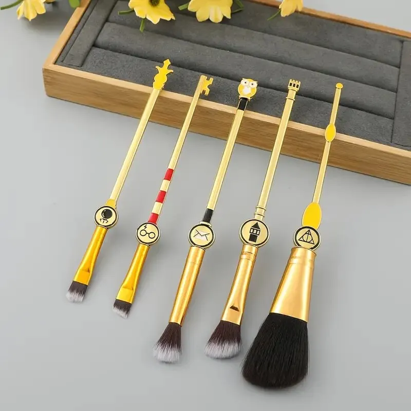 Makeup Brushes Set 5pcs Cosmetic Makeup Brush Set Professional Tool Kit Set Golden Drawstring Bag Included