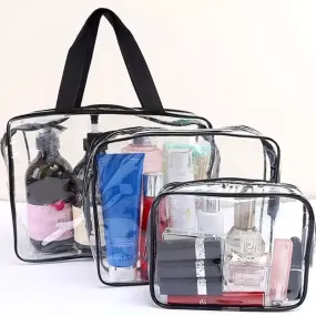 Makeup Storage Grooming Bag Set, Transparent Clear Cosmetic Bag, Transparent Toiletry Bag, Water Proof Plastic Travel Cosmetic Bag, SML Bag