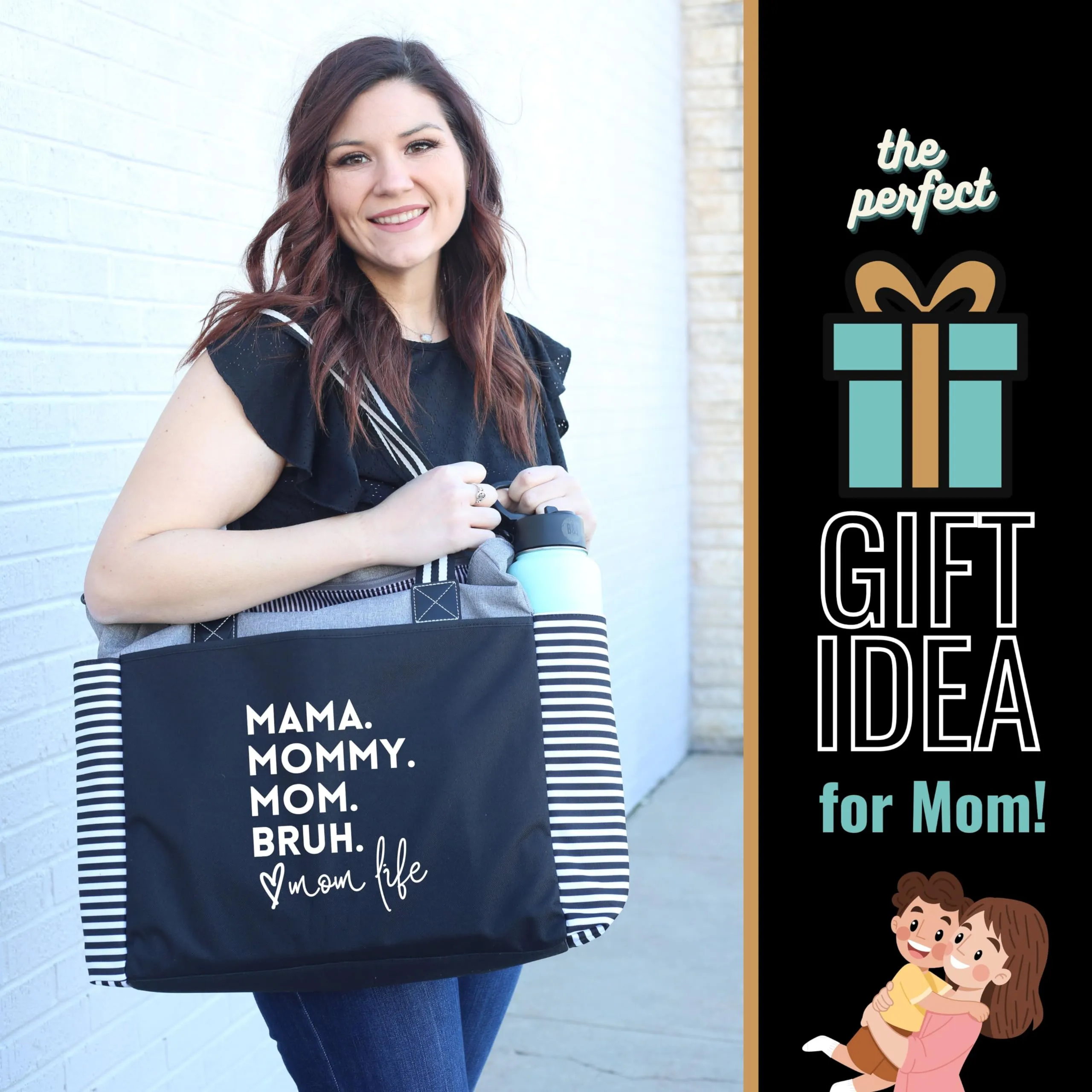 (Mama Mommy, Mom, Bruh Lou Lou Gray Mommy Bag for Hospital - Mom Bags for Women, Maternity Gift Bags for Mamas