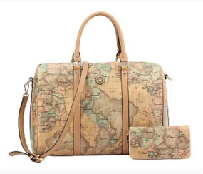 Map weekender duffle handbag