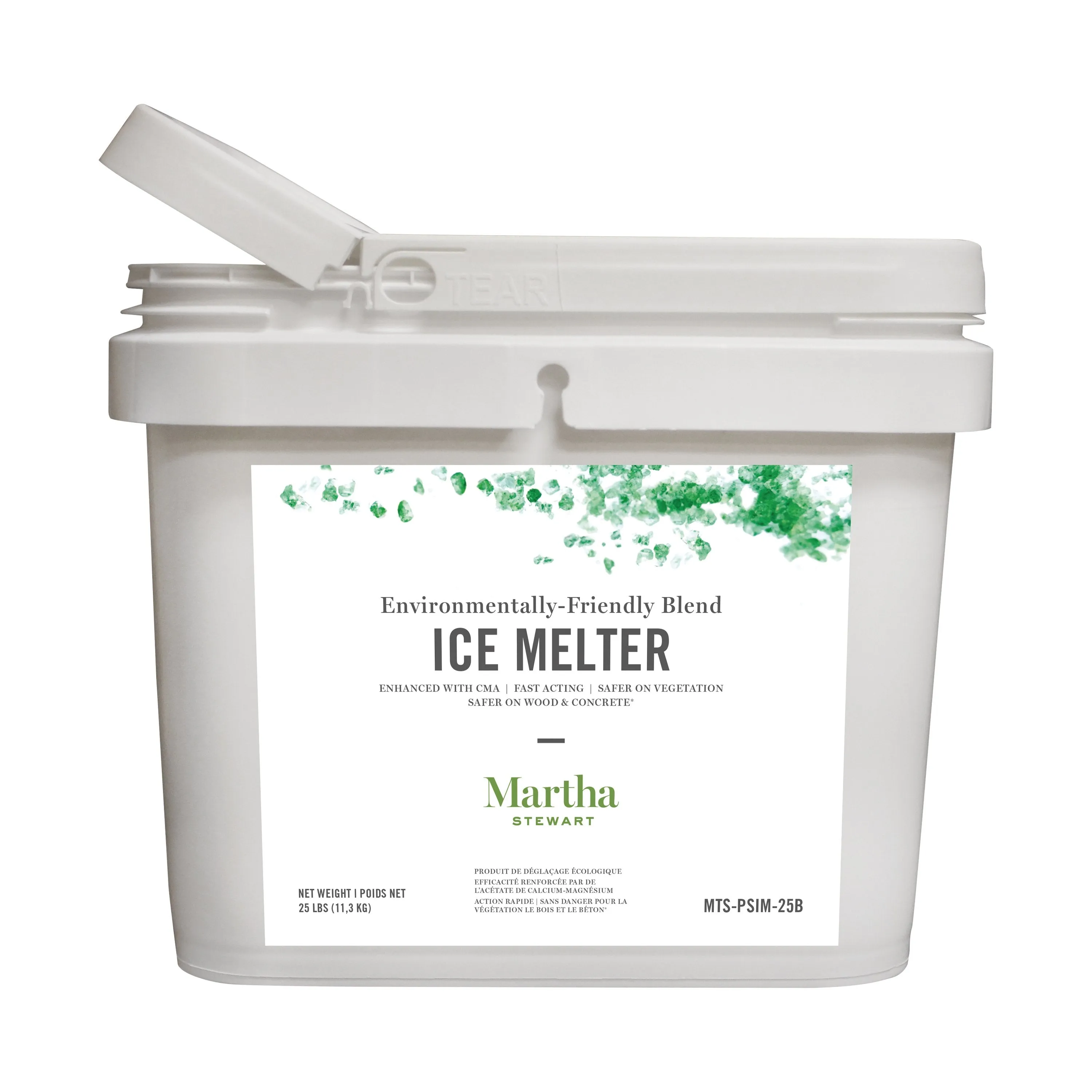 Martha Stewart 25LB Blended Ice Melter | Resealable Bucket/Scoop | Environmentally Friendly | Pet Safe