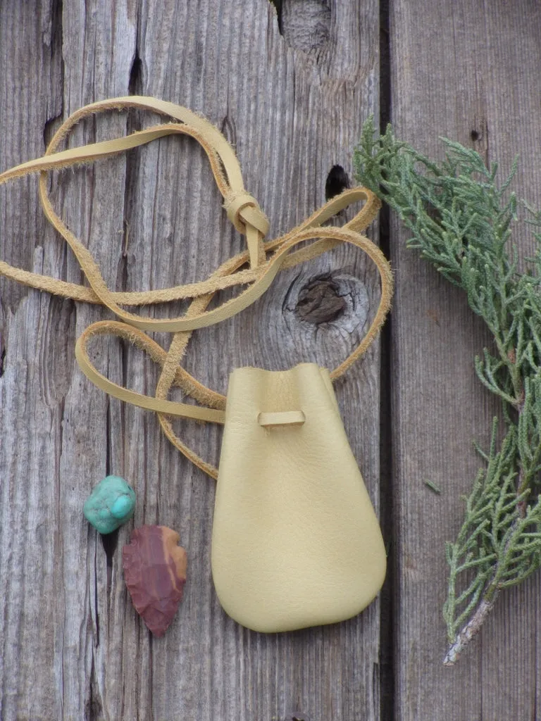 Medicine bag, leather amulet pouch, crystal bag