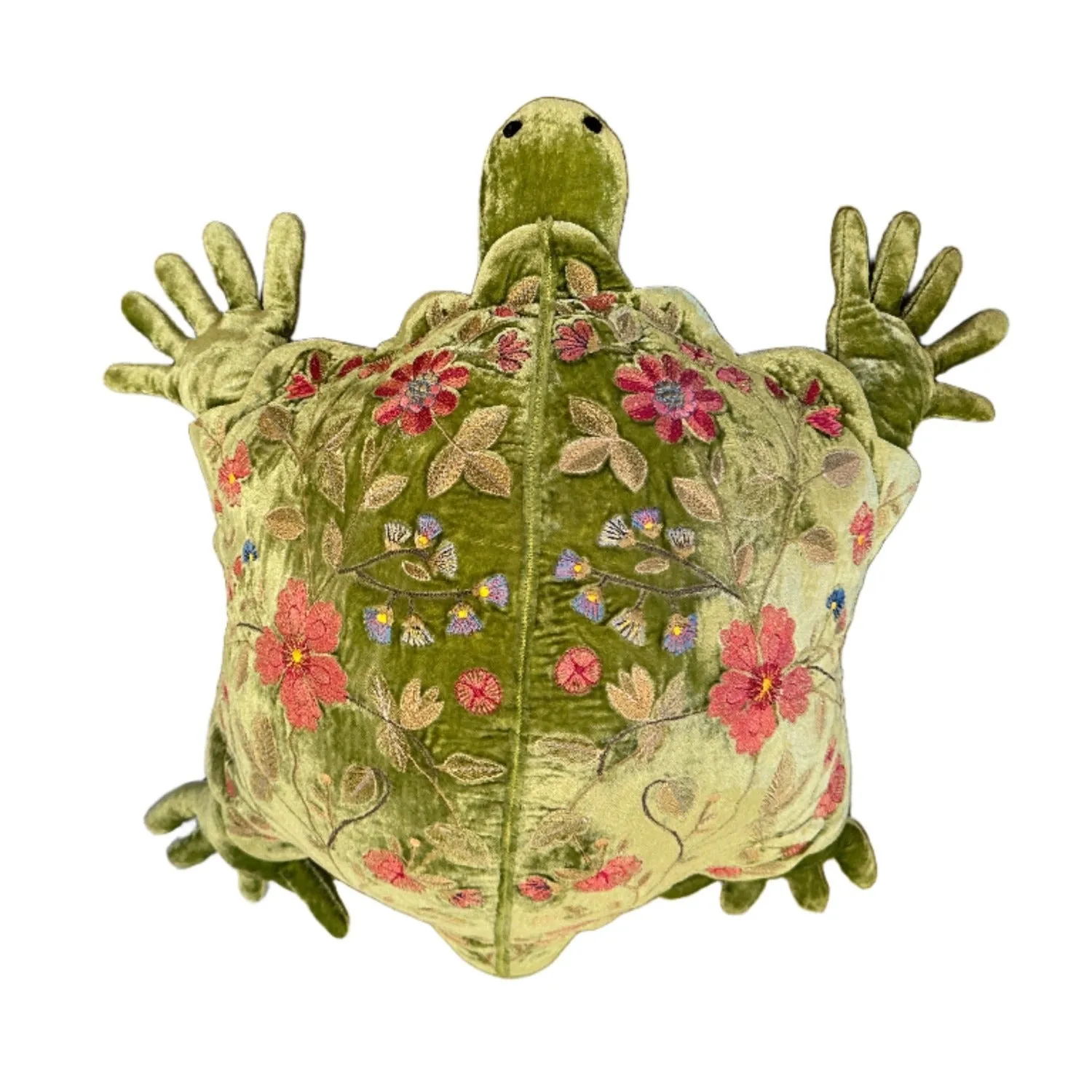 'Megan Turtle' Hand Embroidered Silk Velvet Animal Decoration