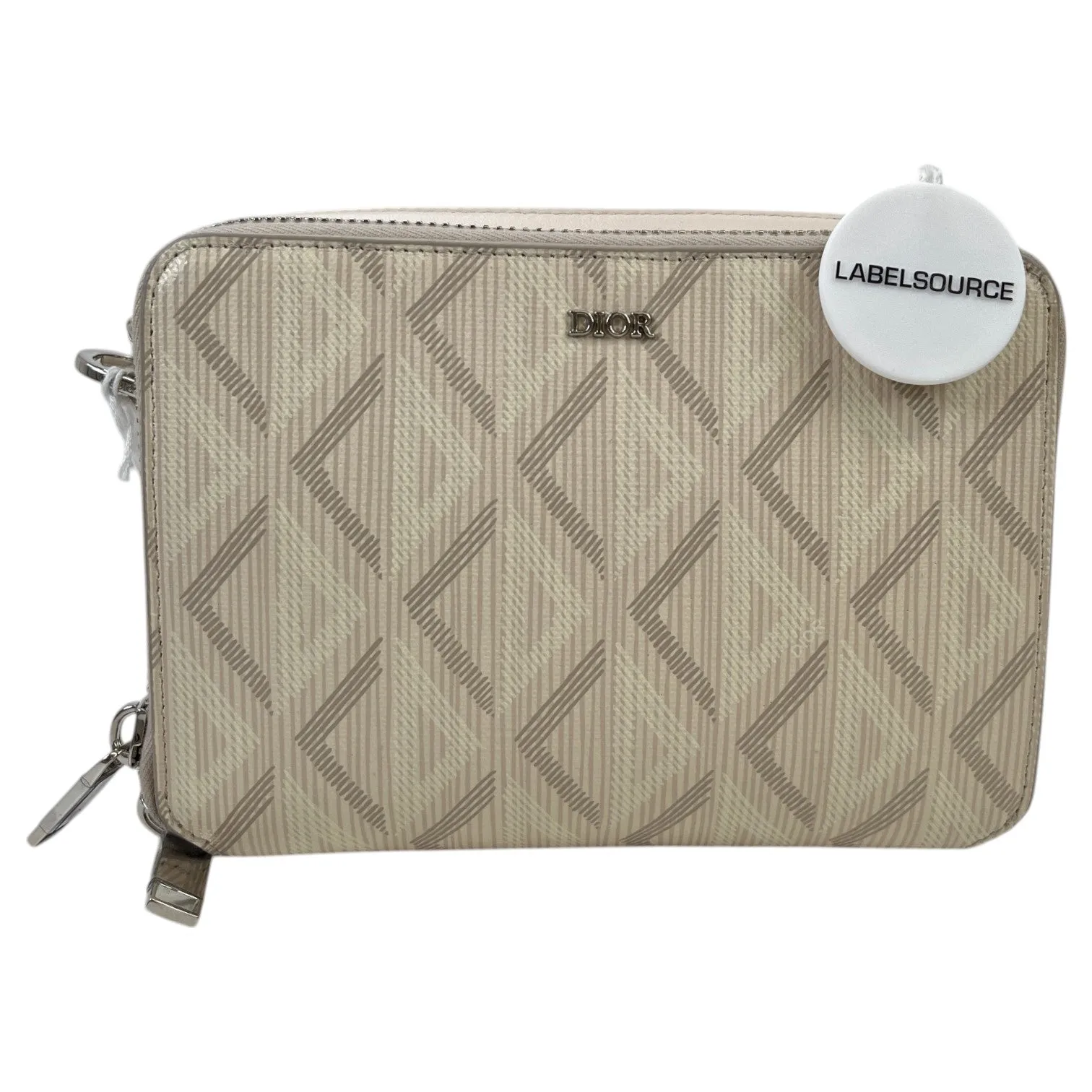 Men's Cd Diamond Messenger Bag Beige