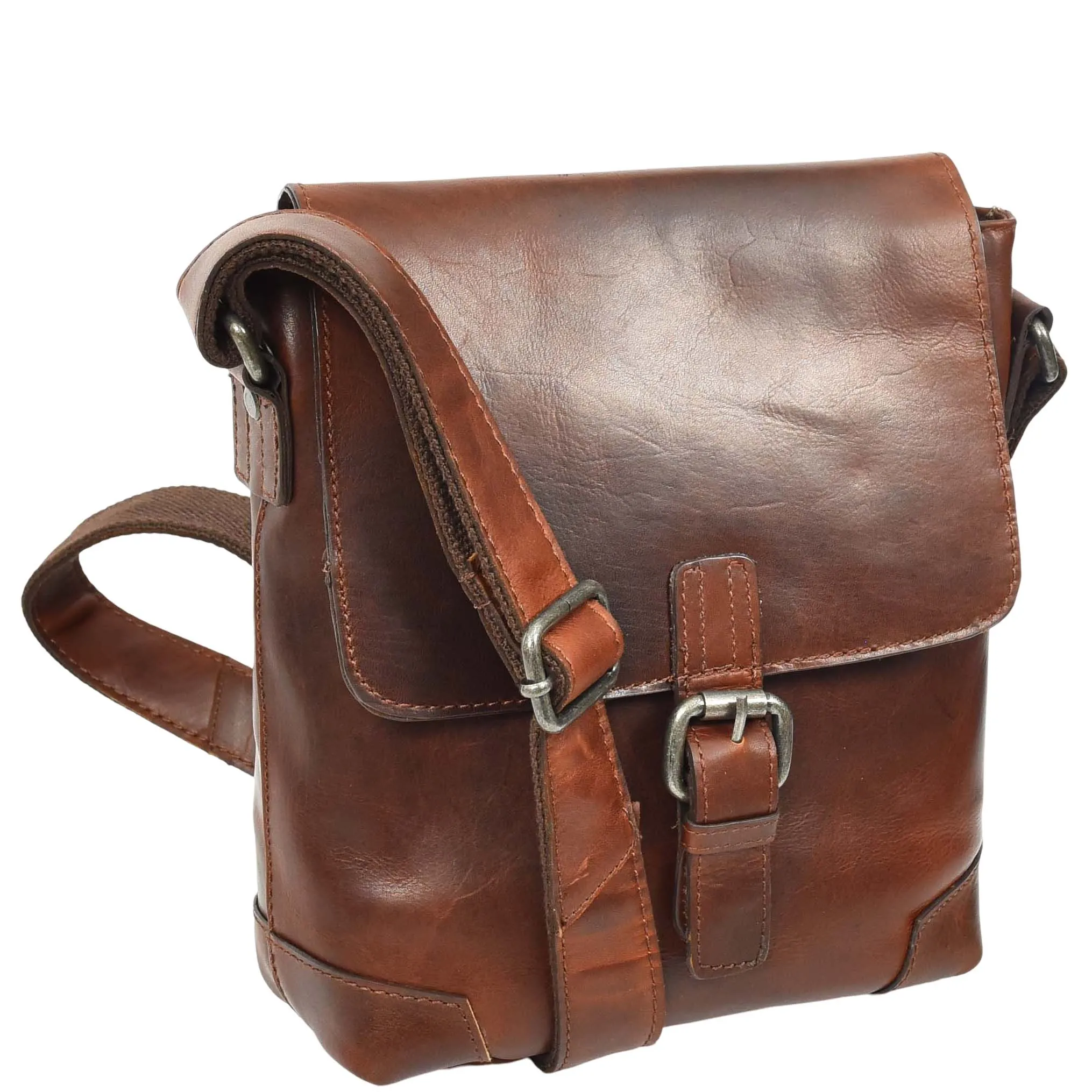 Mens Distressed Leather Messenger Casual Cross Body Flight Bag Ryder Brown