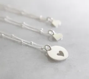 Mother & Daughter Sterling Silver Heart Necklace's