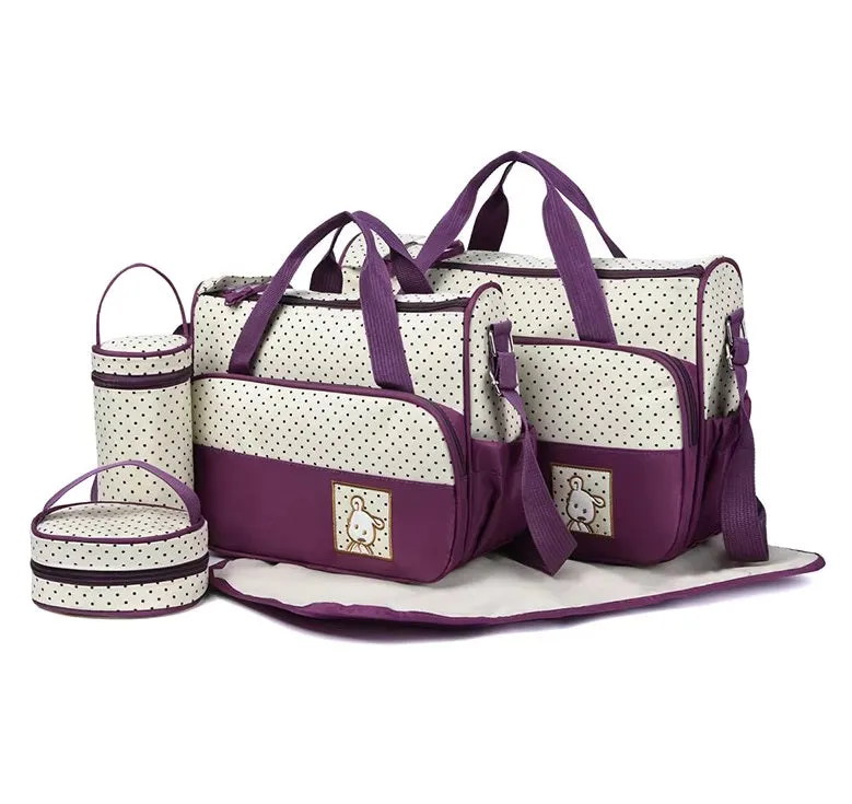 MumStyle 5-in-1 Multi-Function Diaper Bag - Large Capacity Mommy Tote