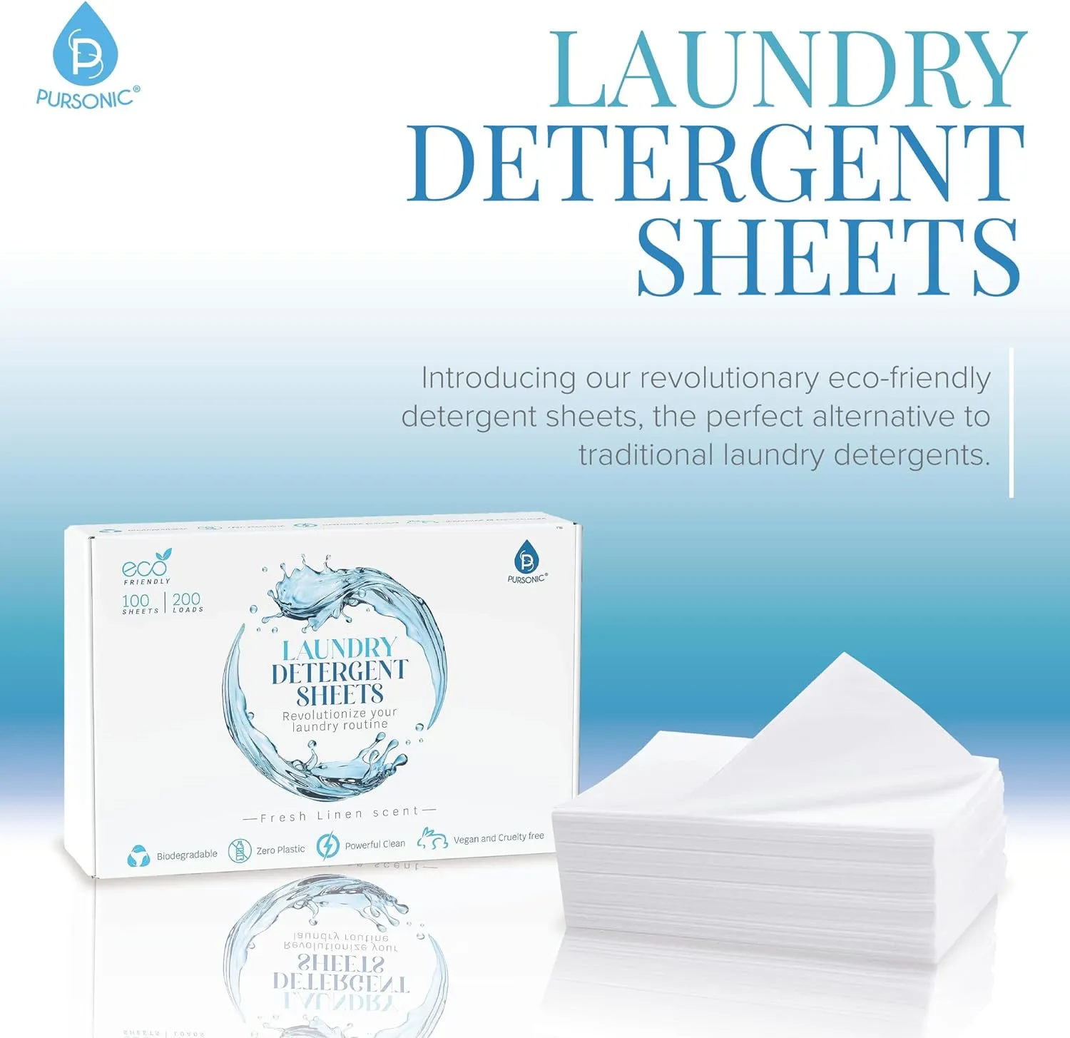 Natural Laundry Detergent Sheets ,Eco Friendly– Fresh Linen Scent