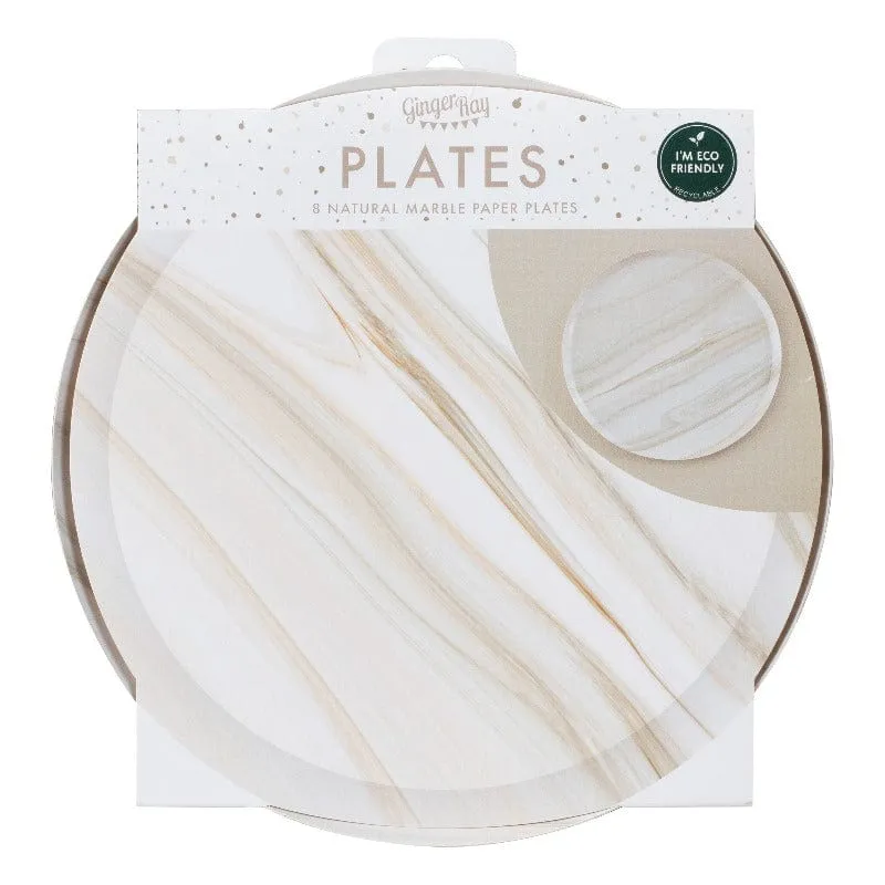 Natural Marble Print Plates (8 Pack)