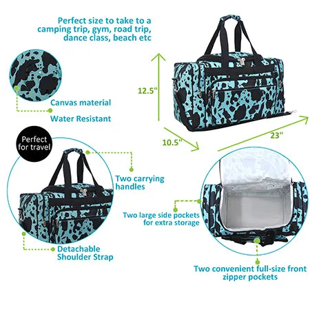 Neon Cow Turquoise NGIL Canvas 23" Duffle Bag