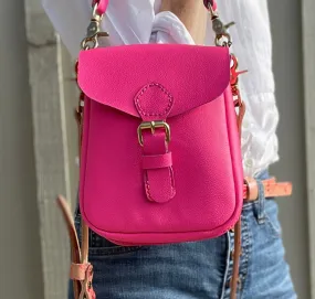 Neon Pink Flap Bag with Two Strap Lengths