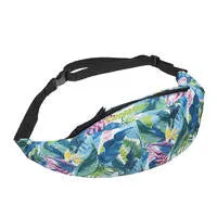 New 3D Colorful Waist Pack for Men Fanny Pack green leaves Style Bum Bag Women Money Belt Travelling Mobile Phone Bag