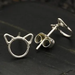 Nina Designs Earrings: Sterling Silver Cat Head Post