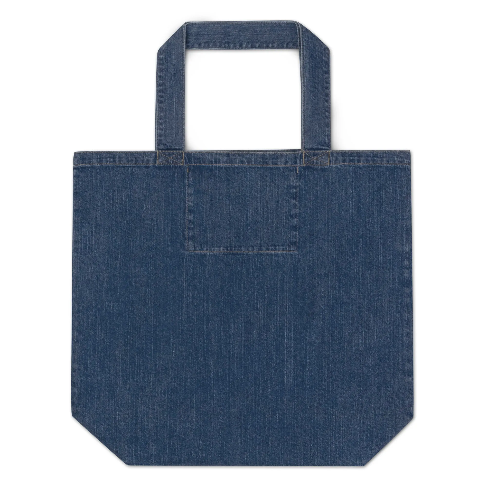 Organic denim tote bag, Feeling Happy