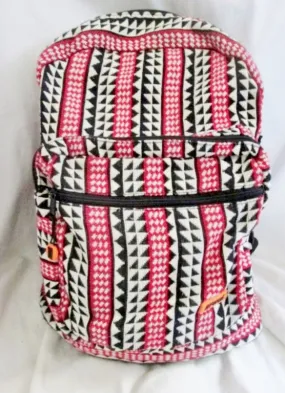 PARCEL Aztec Mexican Style Rucksack Daytripper BACKPACK BAG WHITE BLACK RED Vegan