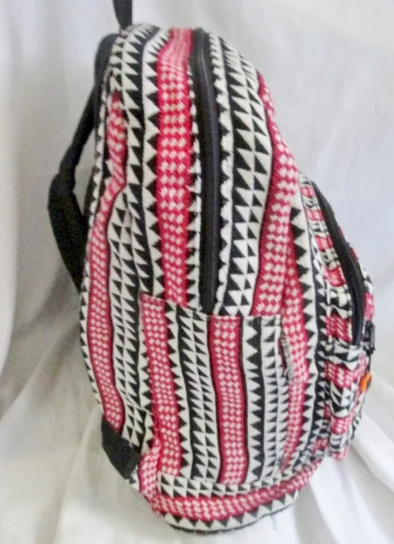 PARCEL Aztec Mexican Style Rucksack Daytripper BACKPACK BAG WHITE BLACK RED Vegan