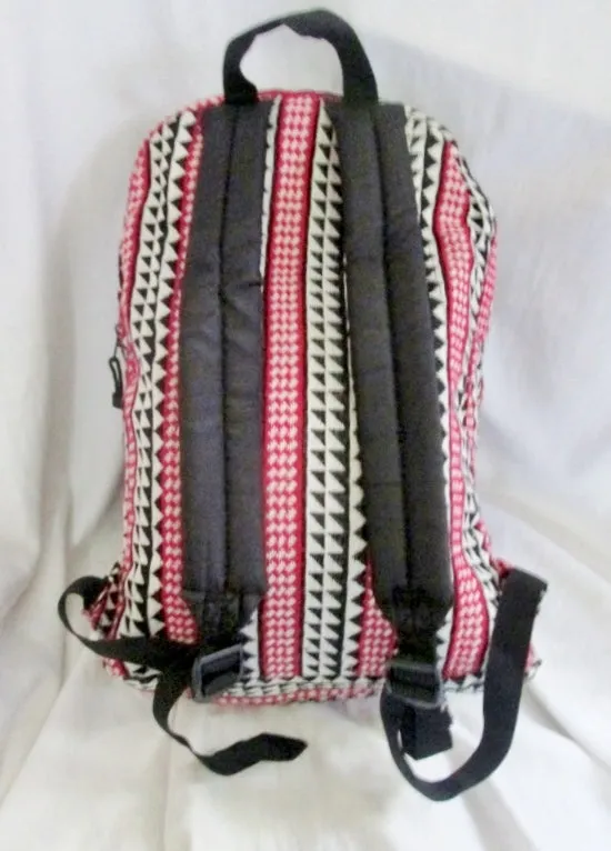 PARCEL Aztec Mexican Style Rucksack Daytripper BACKPACK BAG WHITE BLACK RED Vegan