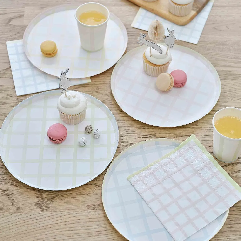 Pastel Gingham Eco Paper Plates - Pack of 8