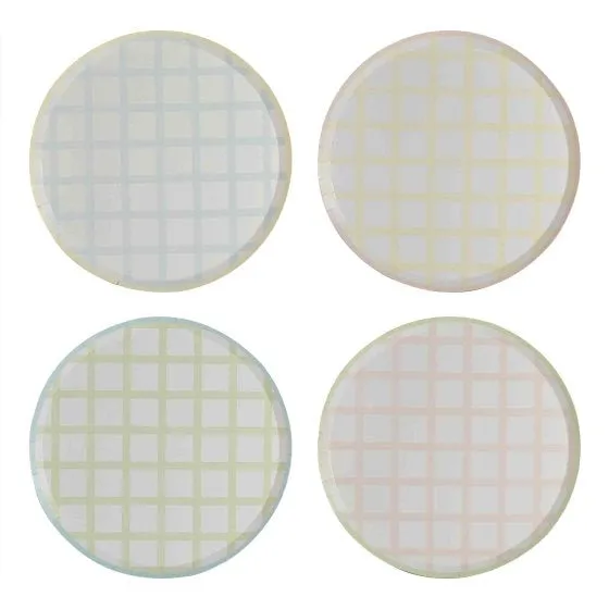 Pastel Gingham Eco Paper Plates - Pack of 8