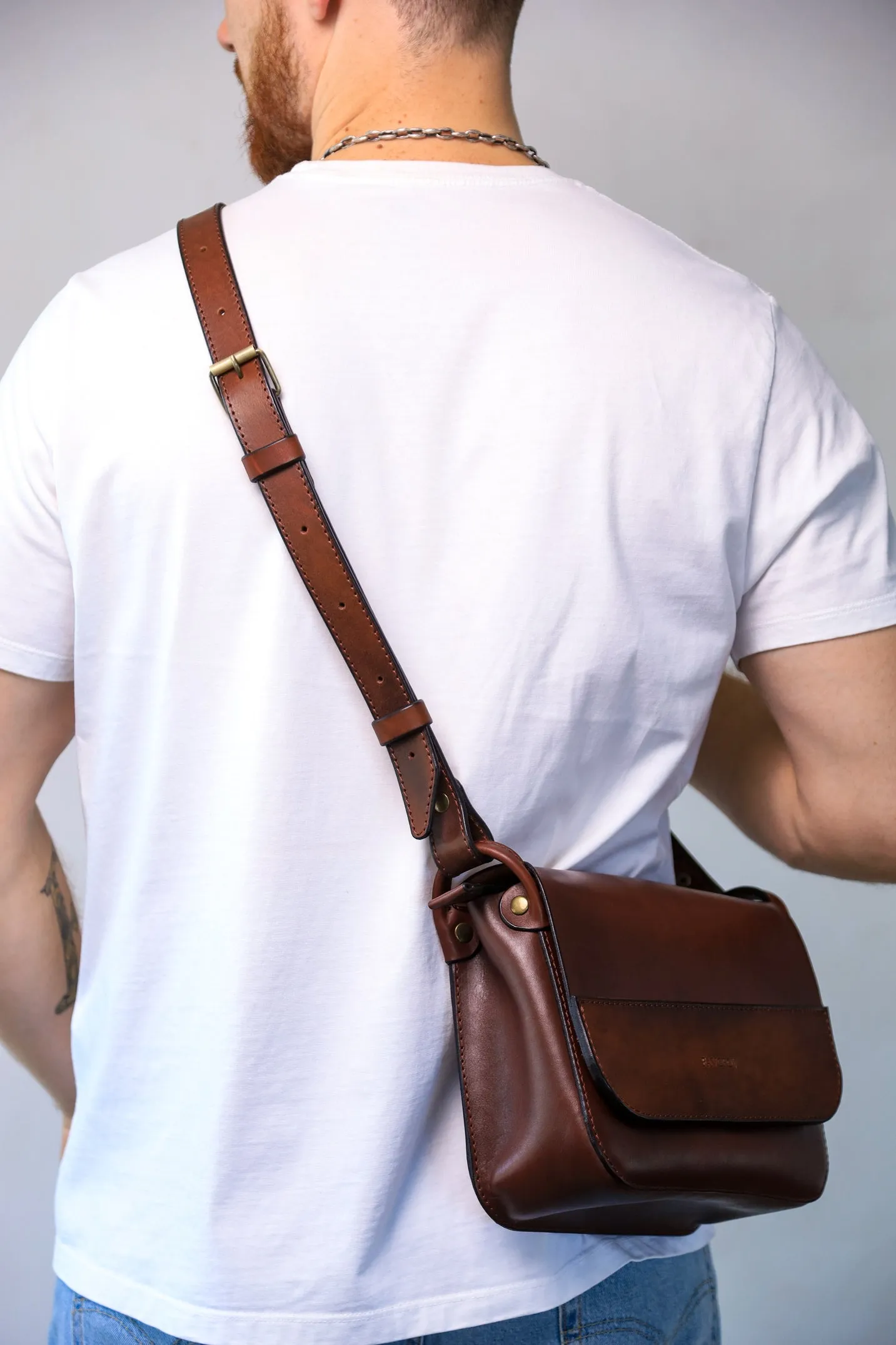 Personalized shoulder bag, men’s leather bag, Messenger bag, crossbody bag, Travel bag, Gifts for men, Full Grain Leather bag, Gift for Dad