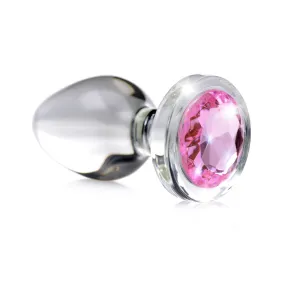 Pink Gem Glass Anal Plug - Medium