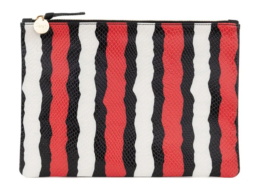 Poppy Striped Snake Flat Clutch