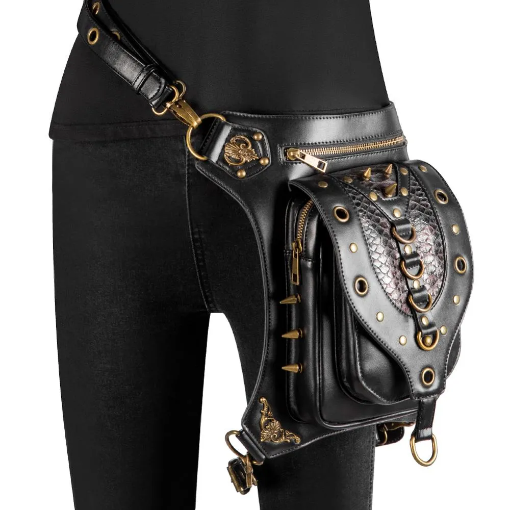 Punk Gothic Metal Rivets Biker Shoulder Messenger Bag