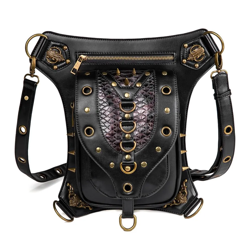 Punk Gothic Metal Rivets Biker Shoulder Messenger Bag